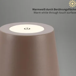 LED tafellamp 7508012, bruin, 2.700 K IP44 touchdimmer