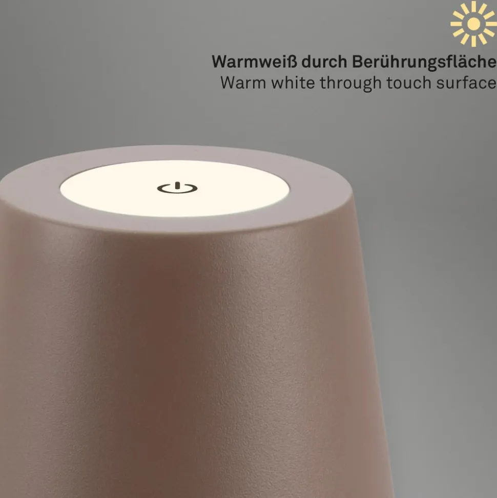 LED tafellamp 7508012, bruin, 2.700 K IP44 touchdimmer