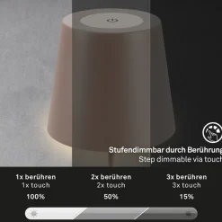 LED tafellamp 7508012, bruin, 2.700 K IP44 touchdimmer