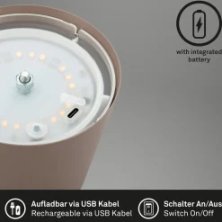 LED tafellamp 7508012, bruin, 2.700 K IP44 touchdimmer