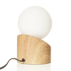 LED tafellamp Alisa met voet in houten optiek