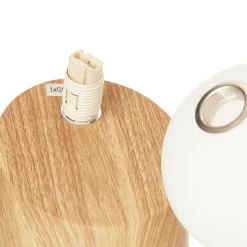 LED tafellamp Alisa met voet in houten optiek