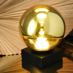 LED tafellamp Altaïr, goudkleurig, hoogte 18 cm glas 3.000 K