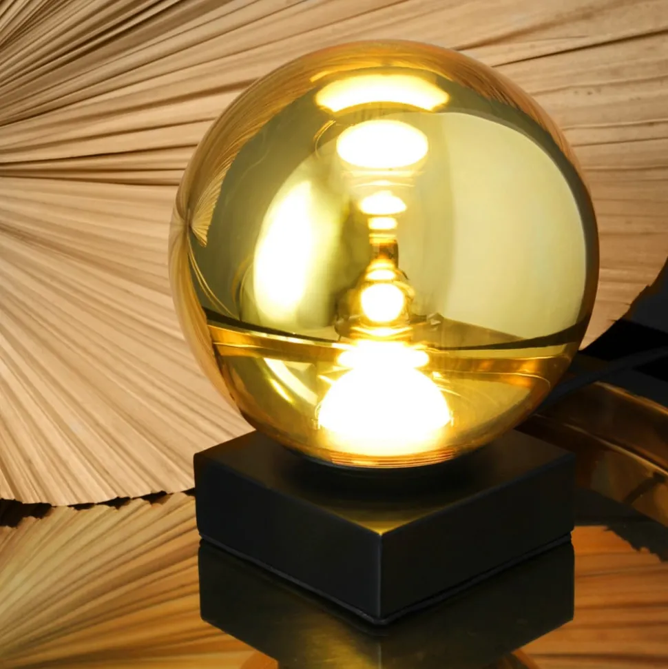 LED tafellamp Altaïr, goudkleurig, hoogte 18 cm glas 3.000 K