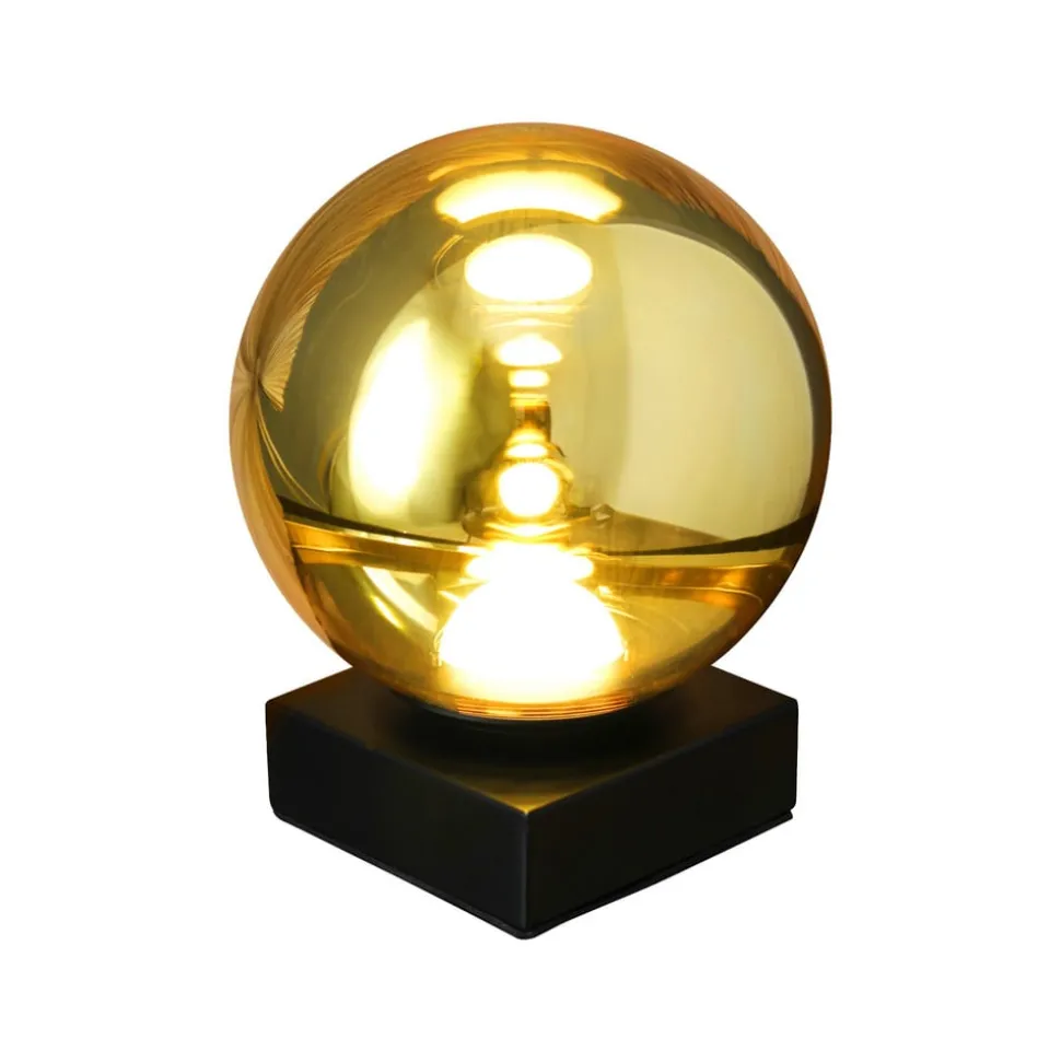 LED tafellamp Altaïr, goudkleurig, hoogte 18 cm glas 3.000 K