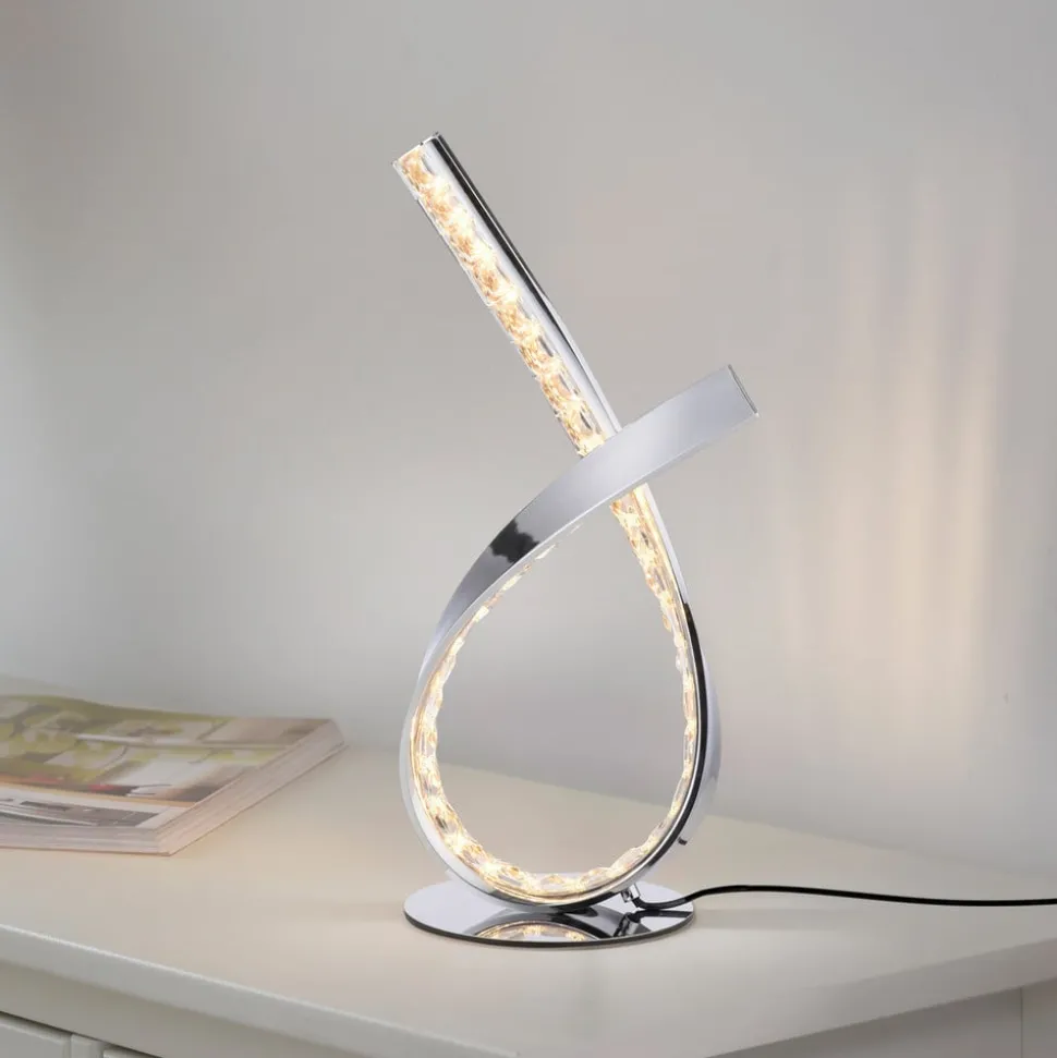 LED tafellamp Brilla, dimbaar, chroom