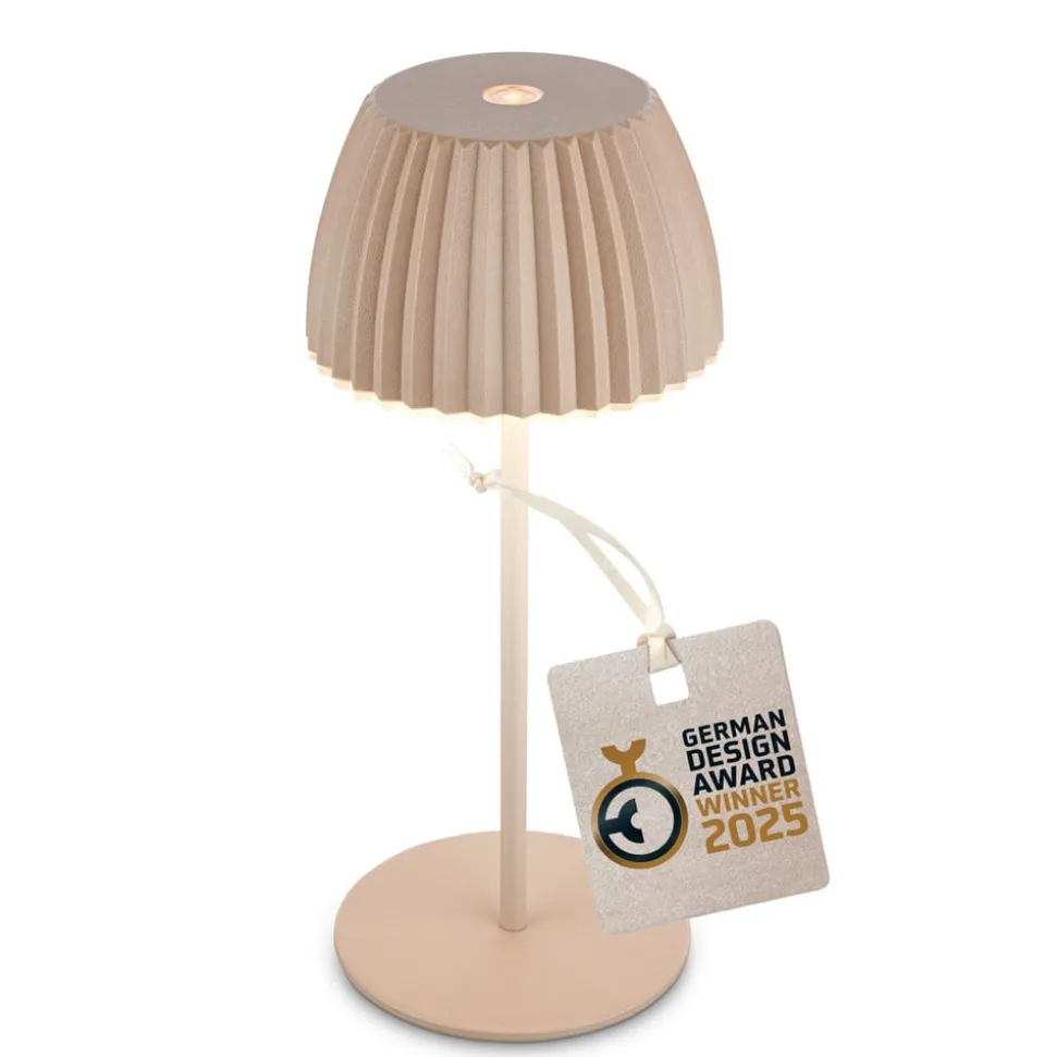 LED tafellamp Brilo unplugged Riffle, 20 cm, beige