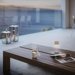 LED tafellamp Brilo unplugged Riffle, 20 cm, beige