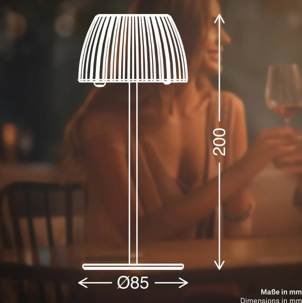 LED tafellamp Brilo unplugged Riffle, 20 cm, beige