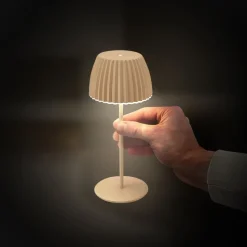 LED tafellamp Brilo unplugged Riffle, 20 cm, beige