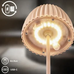 LED tafellamp Brilo unplugged Riffle, 20 cm, beige