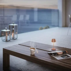 LED tafellamp Brilo unplugged Riffle, 20 cm, koper