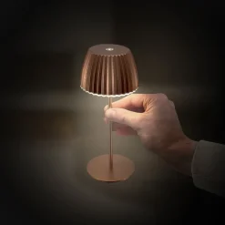 LED tafellamp Brilo unplugged Riffle, 20 cm, koper