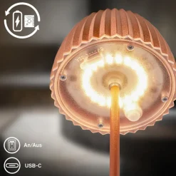 LED tafellamp Brilo unplugged Riffle, 20 cm, koper