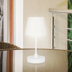 LED tafellamp Campi, oplaadbare batterij, dimbaar, wit