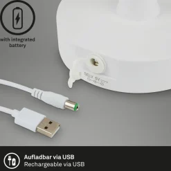 LED tafellamp Campi, oplaadbare batterij, dimbaar, wit