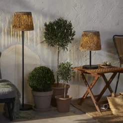 LED tafellamp Cesta 48cm bruin/zwart kunststof/metaal