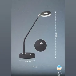 LED tafellamp Dent, dimbaar, CCT, 6W, zwart