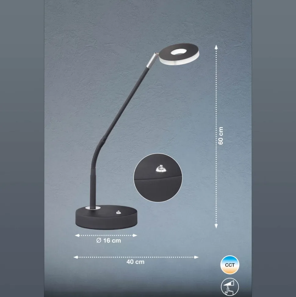 LED tafellamp Dent, dimbaar, CCT, 6W, zwart