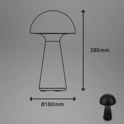 LED tafellamp Fungo, oplaadbaar, zwart