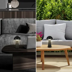 LED tafellamp Fungo, oplaadbaar, zwart