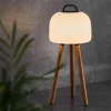 LED tafellamp Kettle Tripod hout, kap 22cm