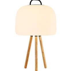 LED tafellamp Kettle Tripod hout, kap 36cm