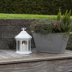 LED tafellamp Linta in lantaarnvorm, wit