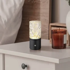 LED tafellamp Lunki, mat zwart, hoogte 19 cm, CCT