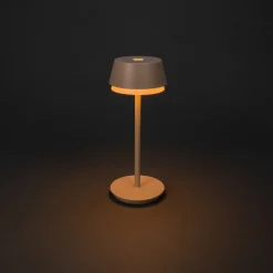 LED tafellamp Lyon, zandkleurig, IP54, dimmer, CCT, RGB