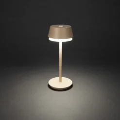 LED tafellamp Lyon, zandkleurig, IP54, dimmer, CCT, RGB