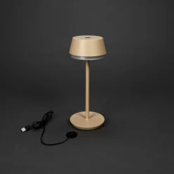 LED tafellamp Lyon, zandkleurig, IP54, dimmer, CCT, RGB