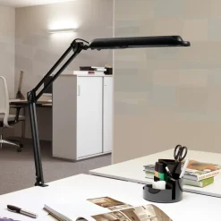 LED tafellamp MAULatlantic, zwart, hoogte 38 cm, klemvoet