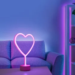 LED tafellamp Neon Hart, op batterijen