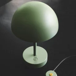 LED tafellamp op accu Ellen To-Go, olijfgroen, aluminium