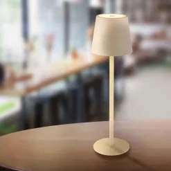 LED tafellamp op accu Vannie, zandkleurig, hoogte 36 cm, IP44