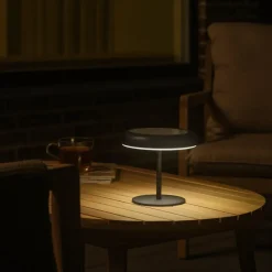 LED tafellamp op zonne-energie Elmer, zwart, metaal, IP44