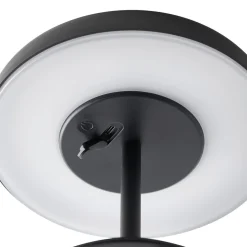 LED tafellamp op zonne-energie Elmer, zwart, metaal, IP44