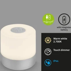 LED tafellamp Smal, chroomkleurig, 2.700K, dimbaar