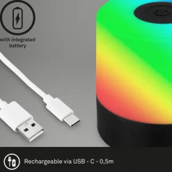 LED tafellamp Smal, zwart, RGBW, kunststof, 7 cm