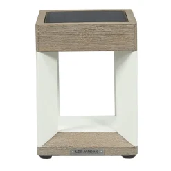 LED tafellamp solar Teckalu, wit/licht hout