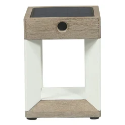 LED tafellamp solar Teckalu, wit/licht hout