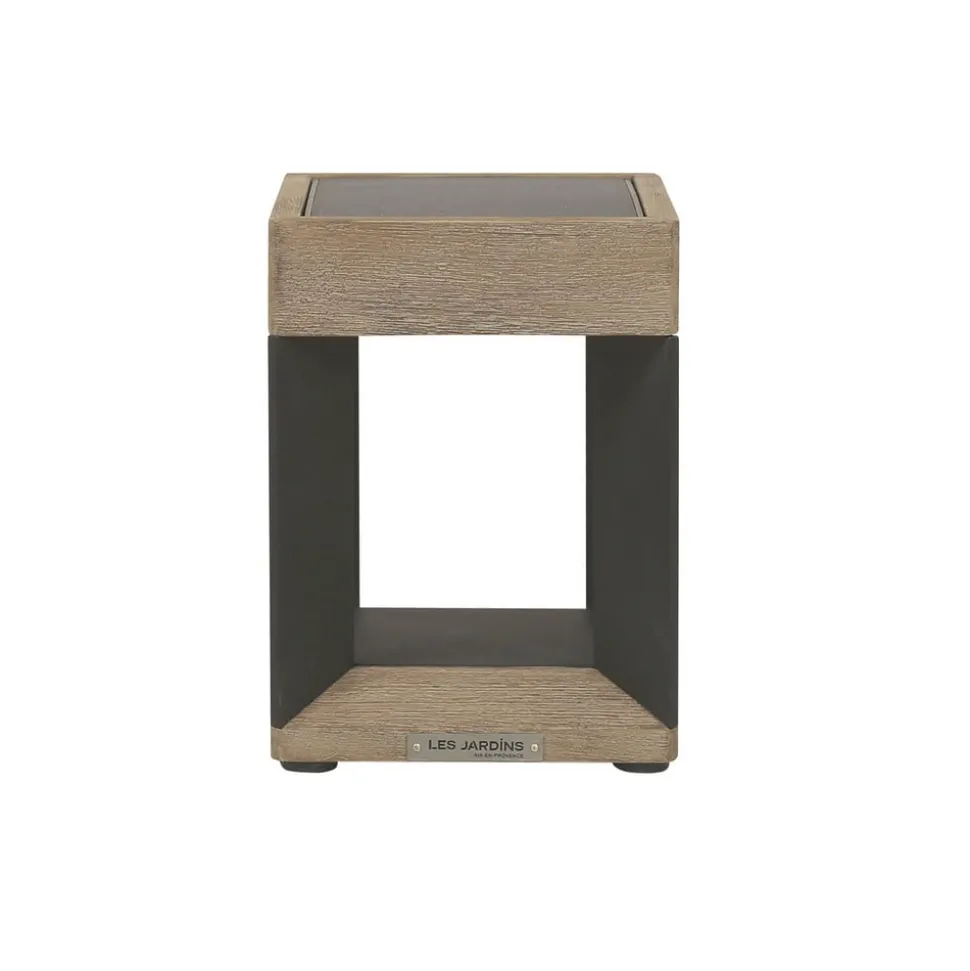 LED tafellamp solar Teckalu zwart/licht hout