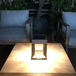 LED tafellamp solar Teckalu zwart/licht hout