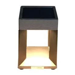 LED tafellamp solar Teckalu zwart/licht hout