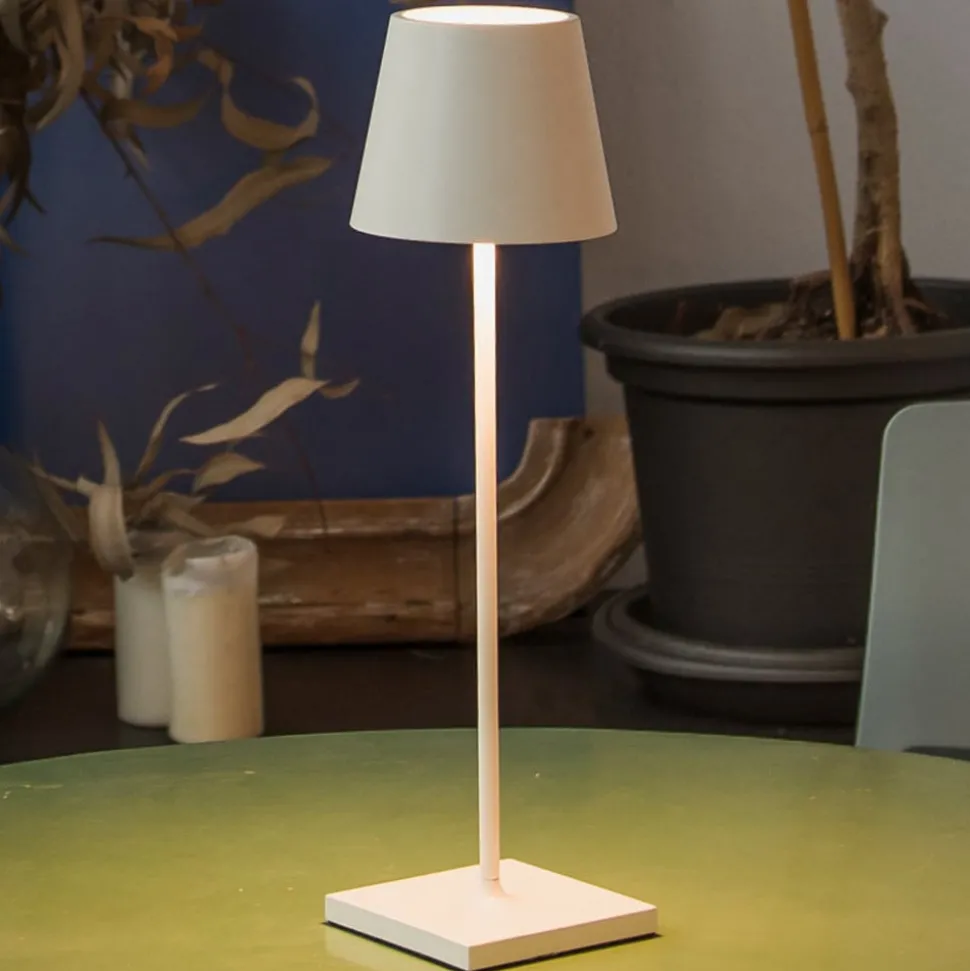 LED tafellamp Toc met USB-lader, IP54, wit