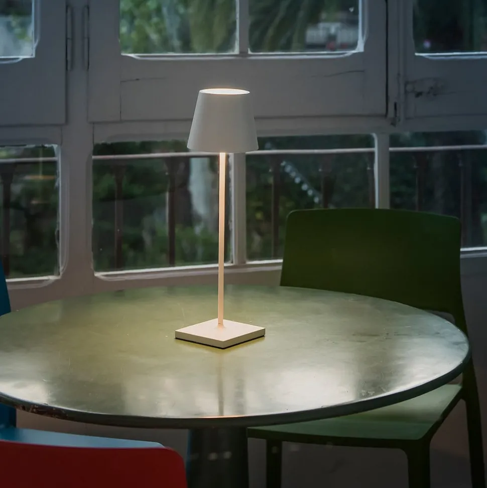 LED tafellamp Toc met USB-lader, IP54, wit