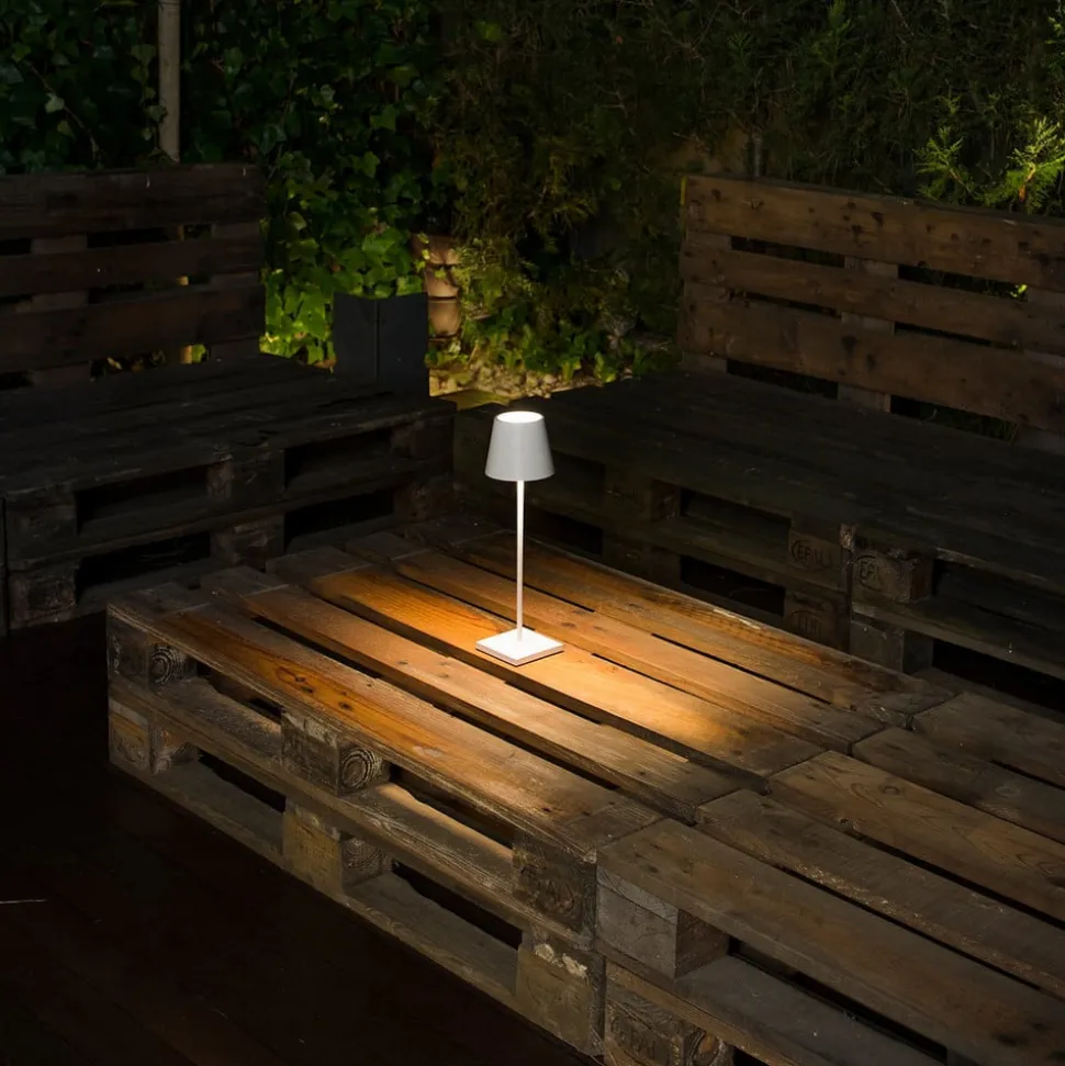 LED tafellamp Toc met USB-lader, IP54, wit