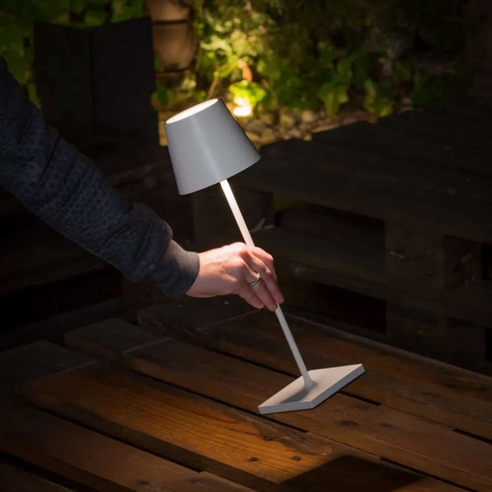 LED tafellamp Toc met USB-lader, IP54, wit