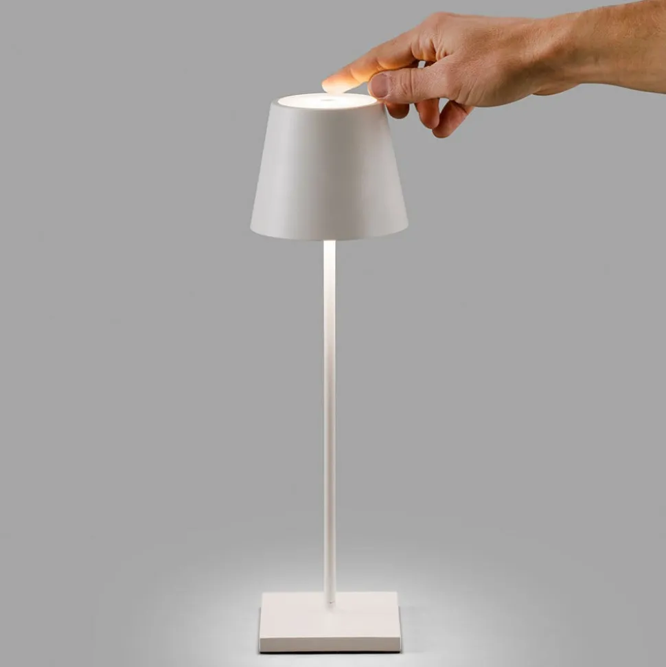 LED tafellamp Toc met USB-lader, IP54, wit